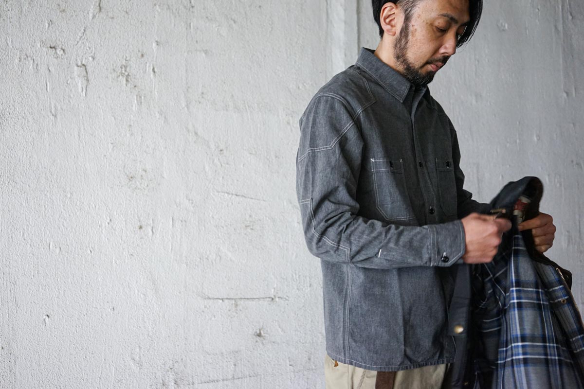 パデッドシャンブレーシャツ ACV-SH01 ACVM アディクトクローズジャパン ADDICT CLOTHES JAPAN PADDED CHAMBRAY SHIRT