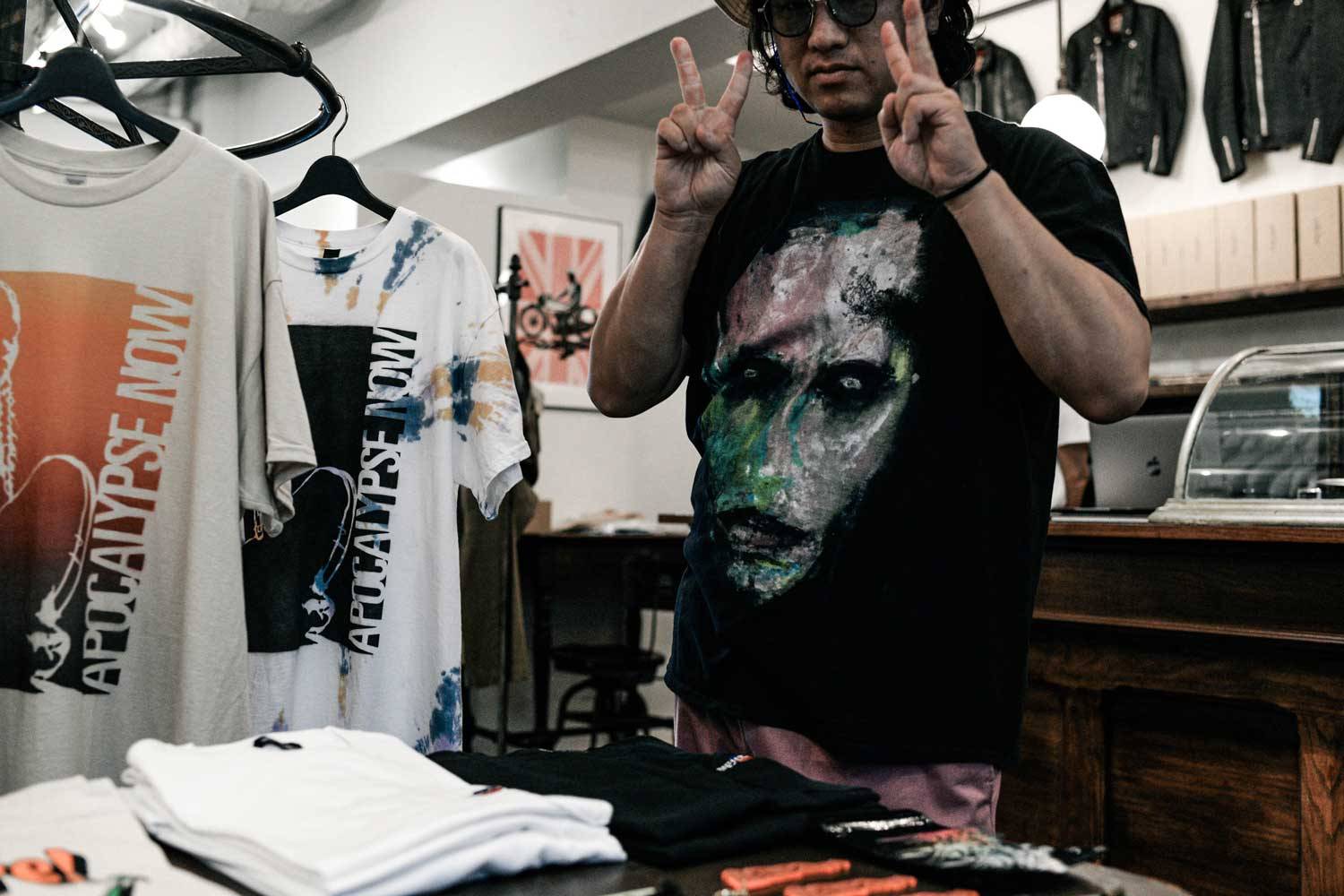 NEUTRAL ニュートラル STENCIL TEE ステンシルTシャツ SPRAY PAINT スプレーペイント Apocalypse now 地獄の黙示録 Francis Ford Coppola フランシス・フォード・コッポラ THE ROLLING STONES ザ・ローリング・ストーンズ GAKURE ガクレ LIVINGSTONE リビングストン